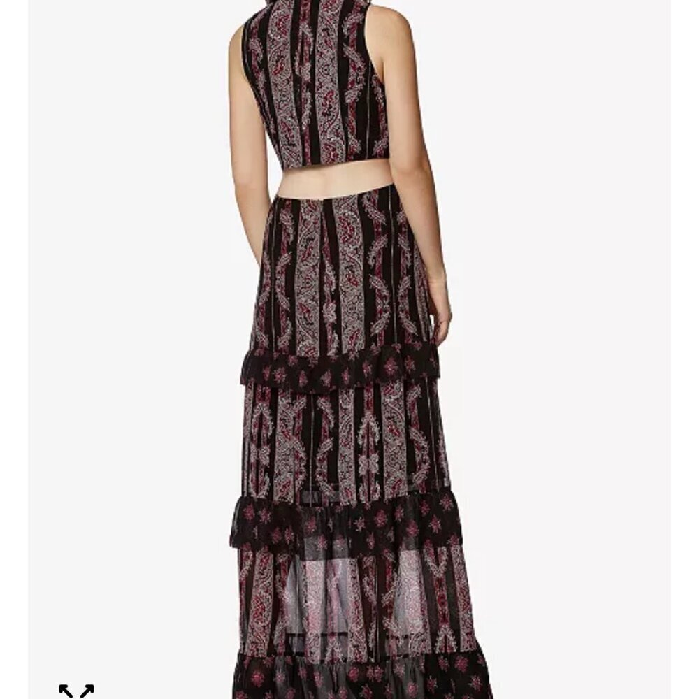 Avec Les Filles Paisley Printed Tiered Maxi Dress Beach boho Women's size 4 NWT - Picture 12 of 13